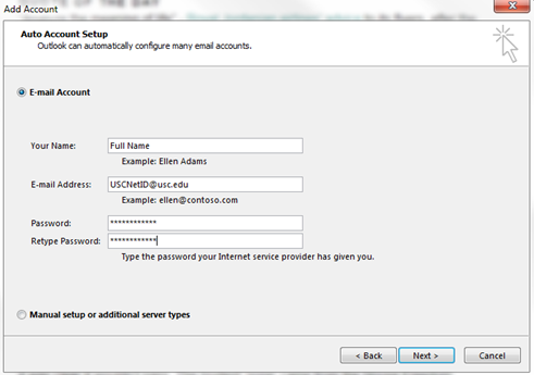 Set Up Email Account on Outlook – USC Auxiliary Services IT